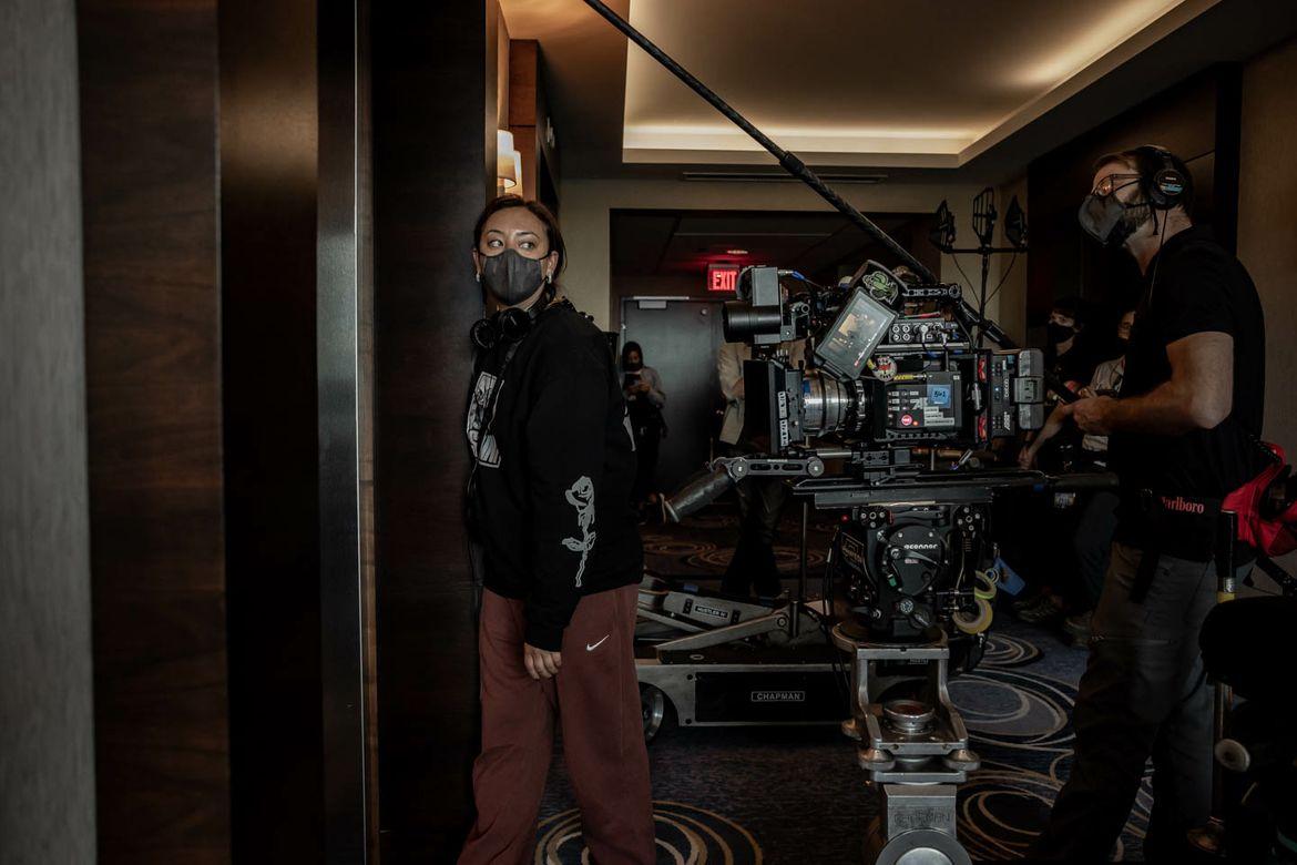 UCLA Alum Tazbah Rose Chavez on set for the filming of Reservation Dogs.